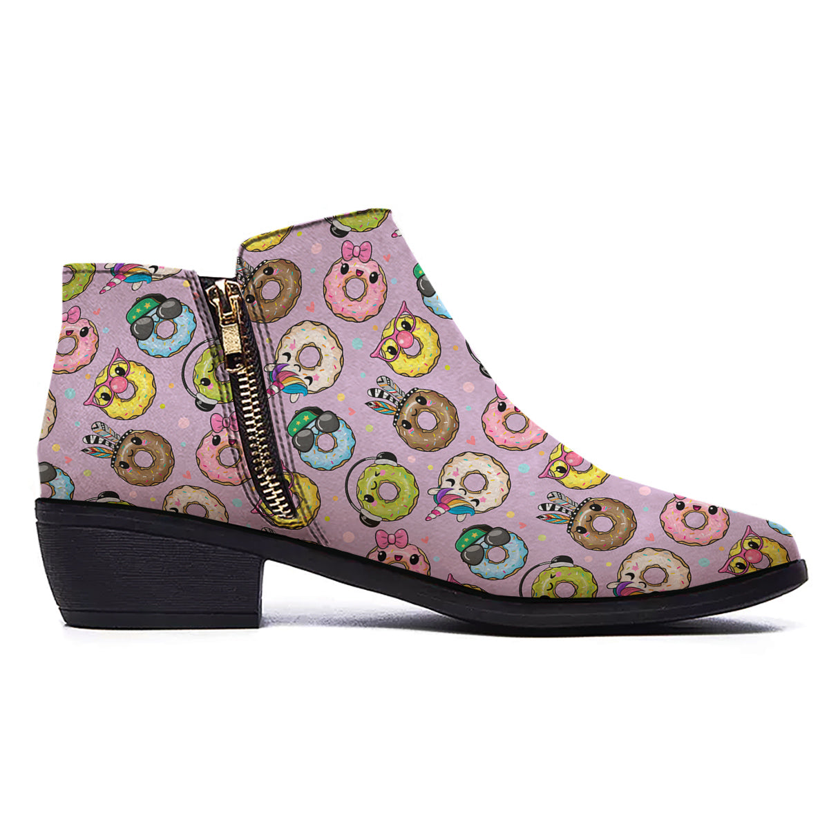 Donut Cute Print Pattern Ankle Boots-grizzshop