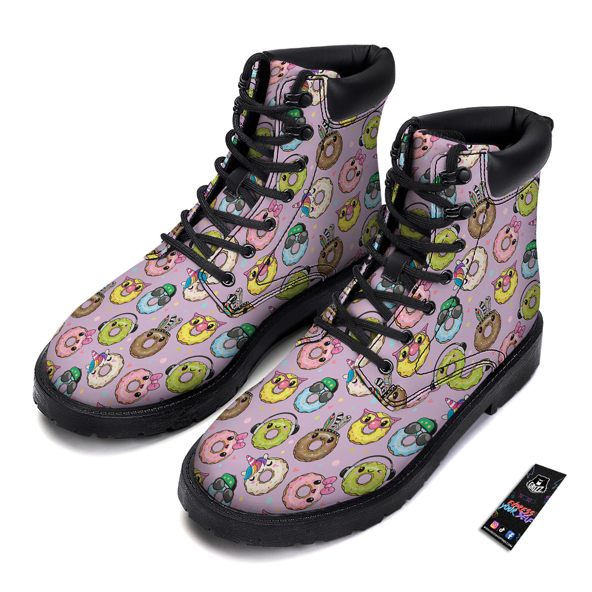 Donut Cute Print Pattern Boots-grizzshop