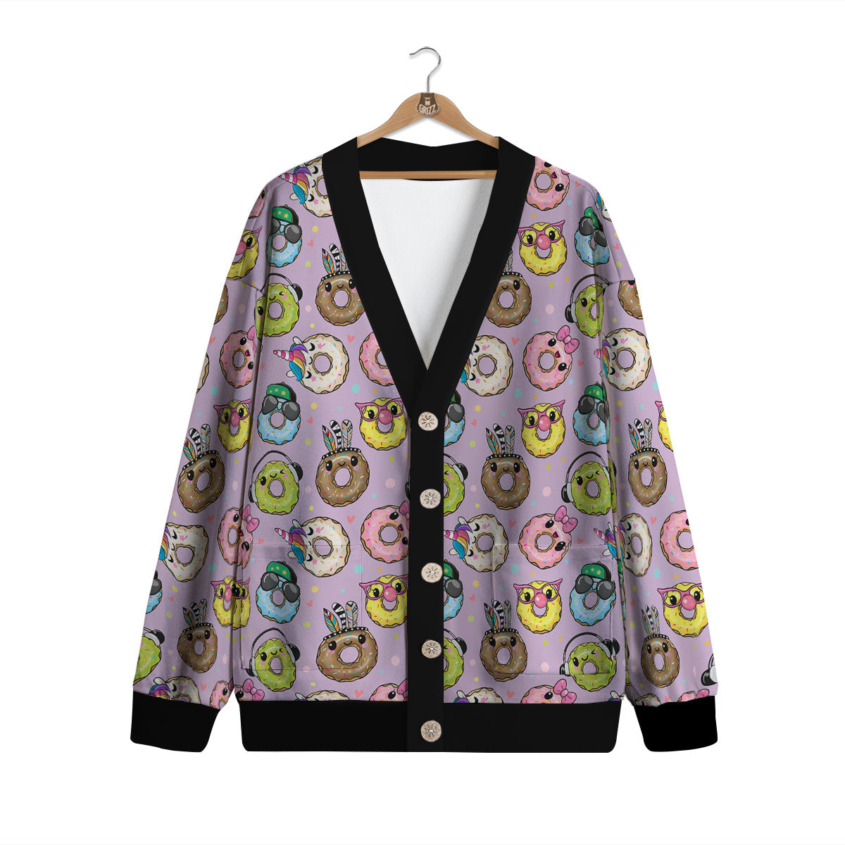 Donut Cute Print Pattern Cardigan-grizzshop