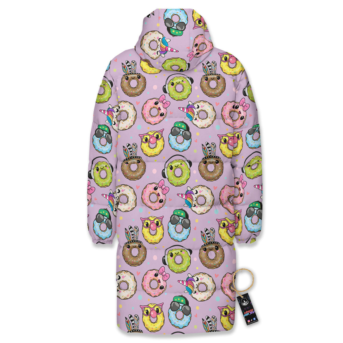 Donut Cute Print Pattern Long Down Jacket-grizzshop