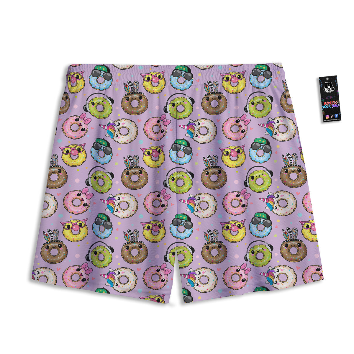 Donut Cute Print Pattern Mesh Shorts-grizzshop