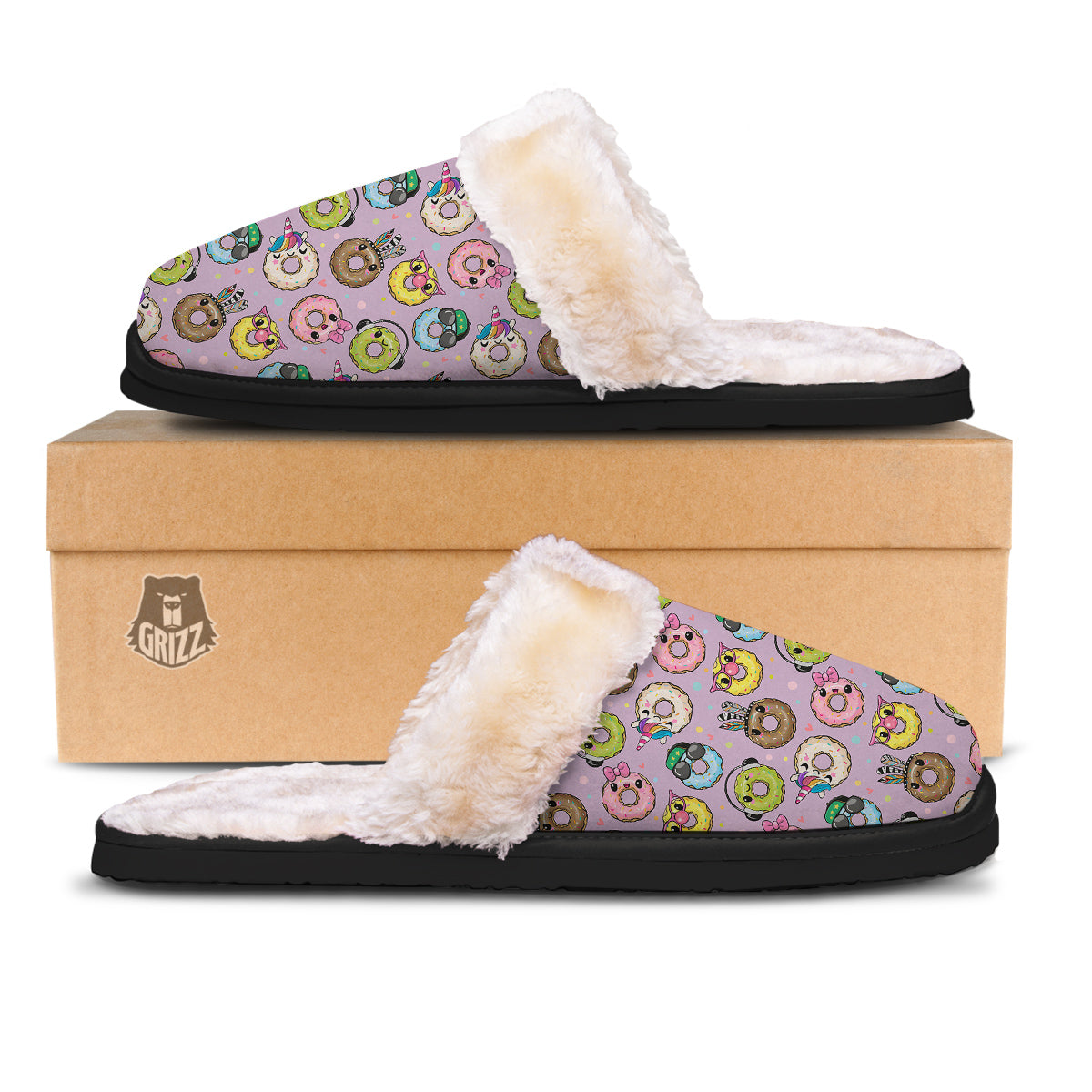 Donut Cute Print Pattern Slippers-grizzshop
