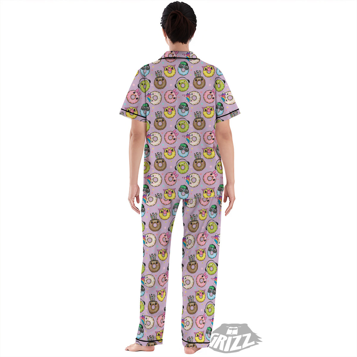 Donut Cute Print Pattern Women's Pajamas Set-grizzshop