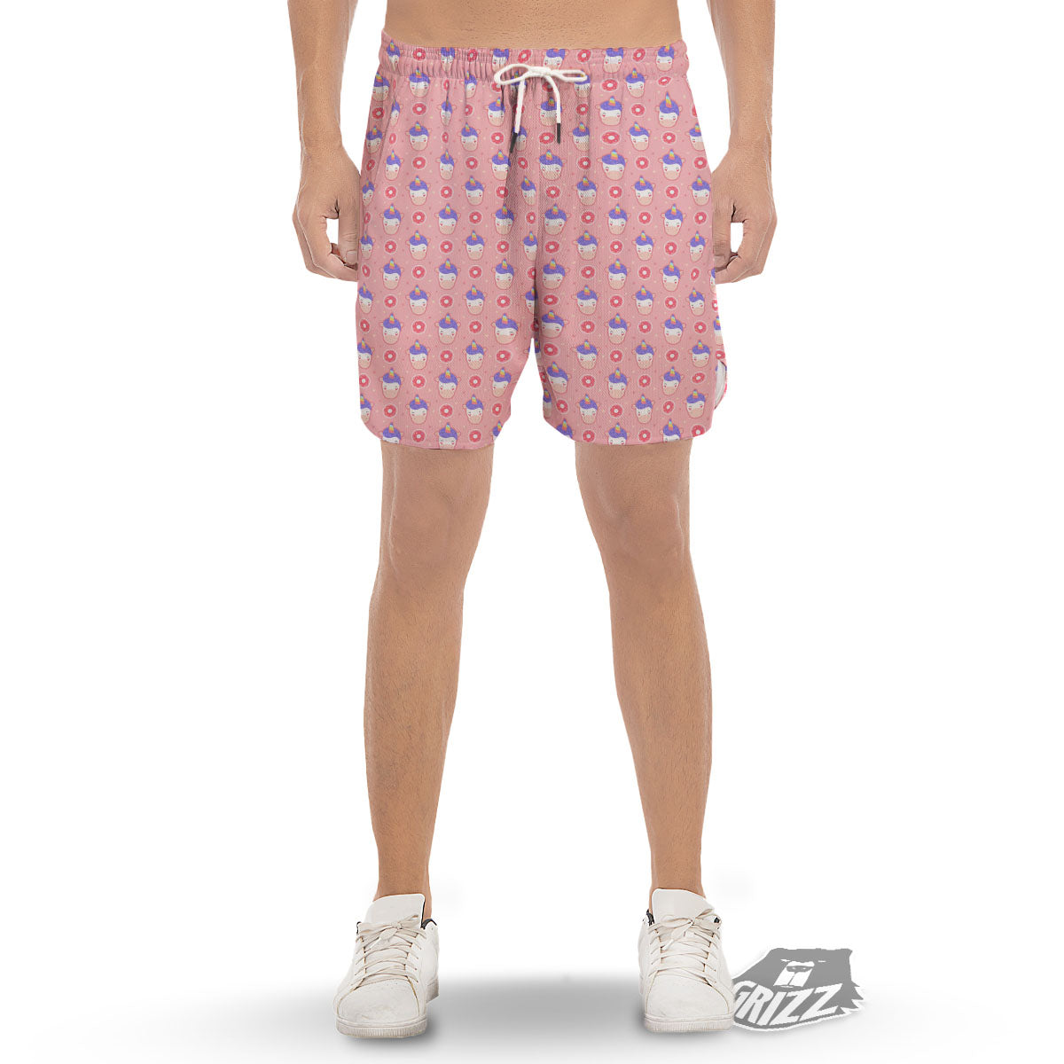 Donut Girly Unicorn Print Pattern Men's Gym Shorts-grizzshop