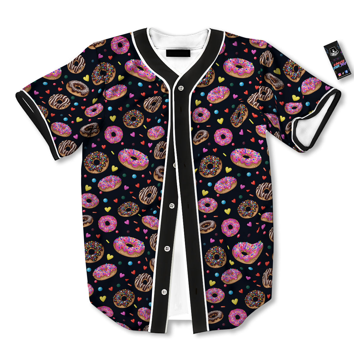 Donut Glaze Print Pattern Baseball Jersey-grizzshop