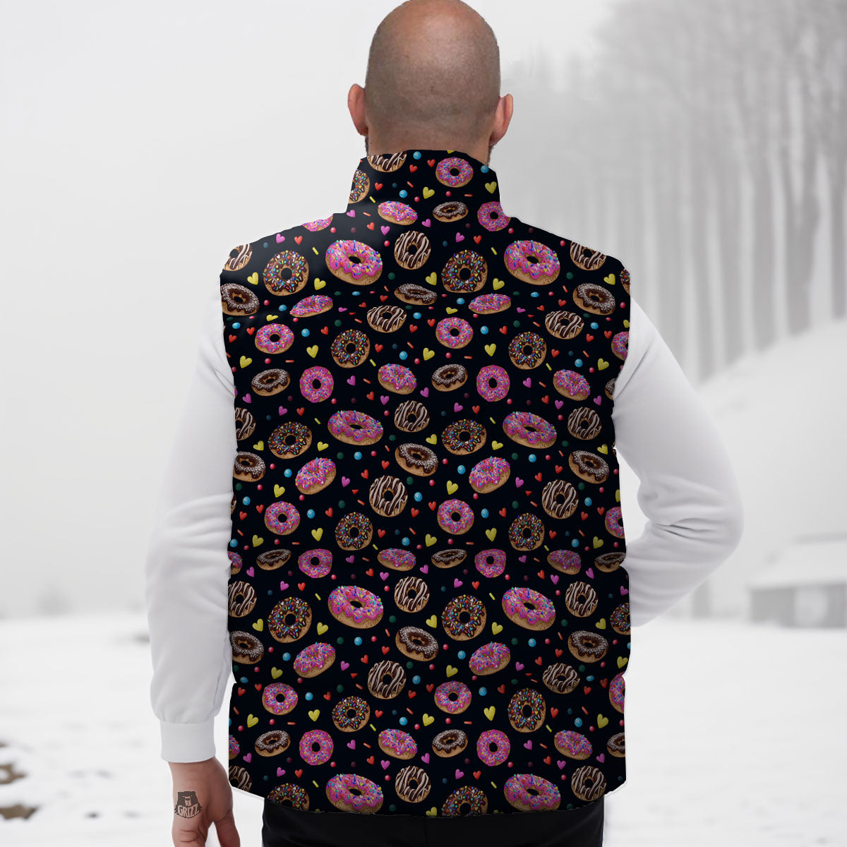 Donut Glaze Print Pattern Down Vest-grizzshop