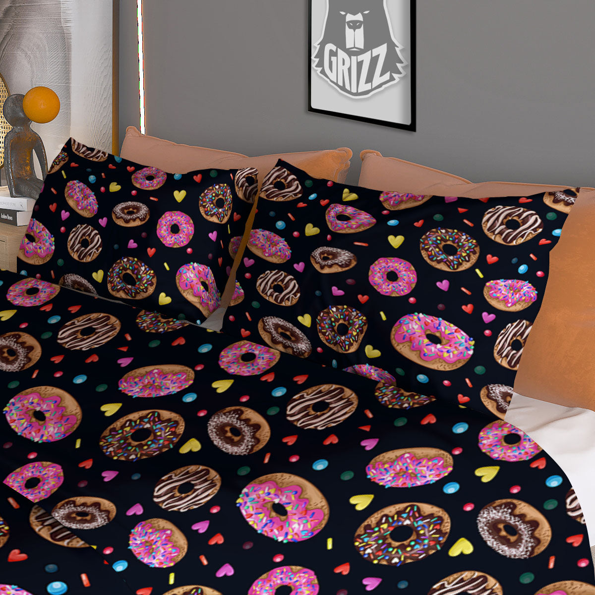 Donut Glaze Print Pattern Duvet Cover Bedding Set