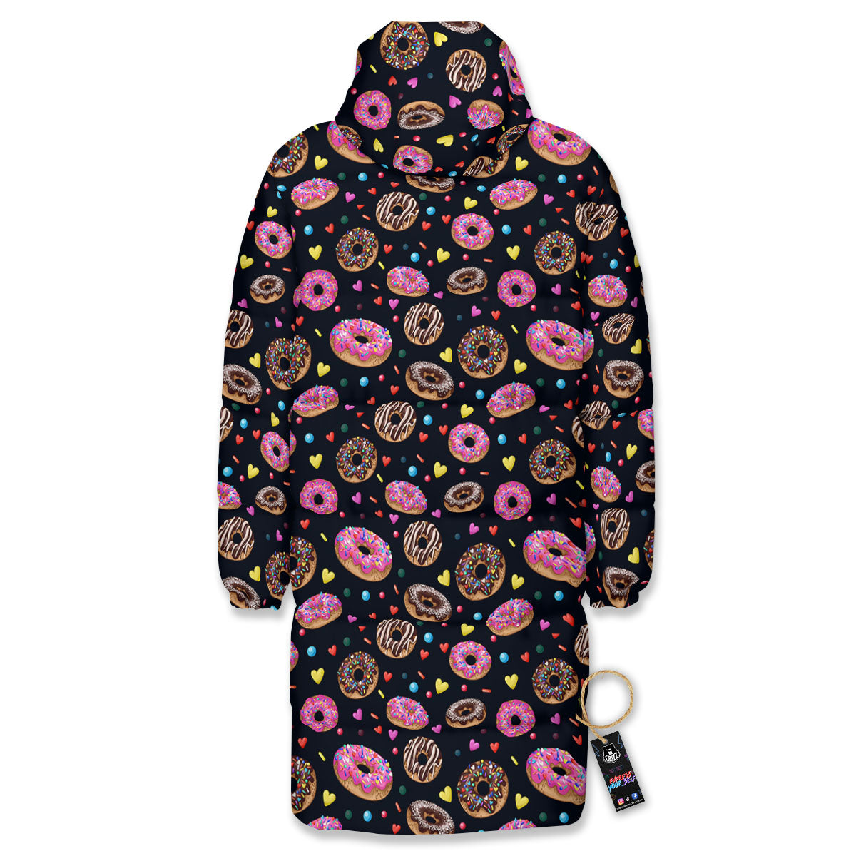Donut Glaze Print Pattern Long Down Jacket-grizzshop