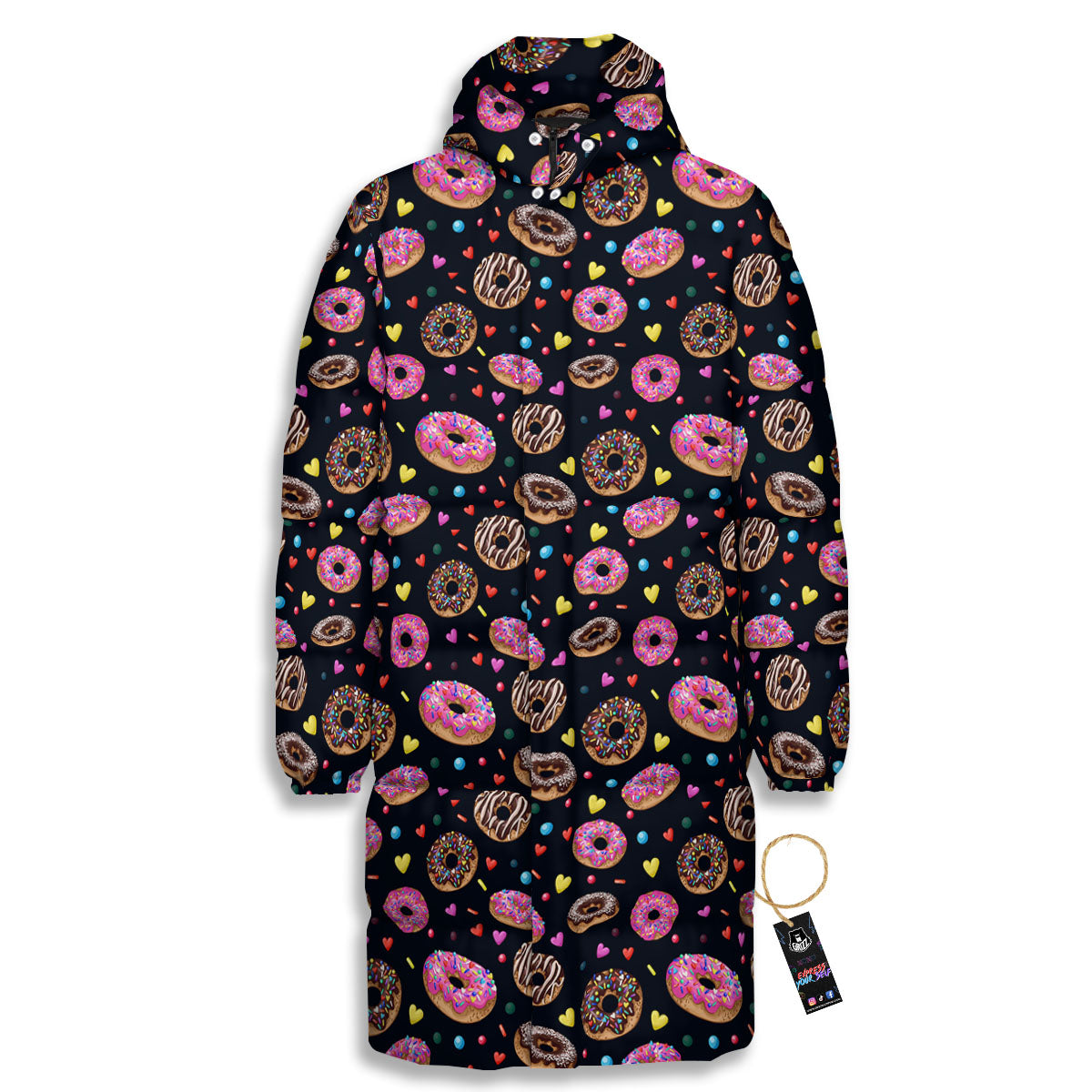 Donut Glaze Print Pattern Long Down Jacket-grizzshop