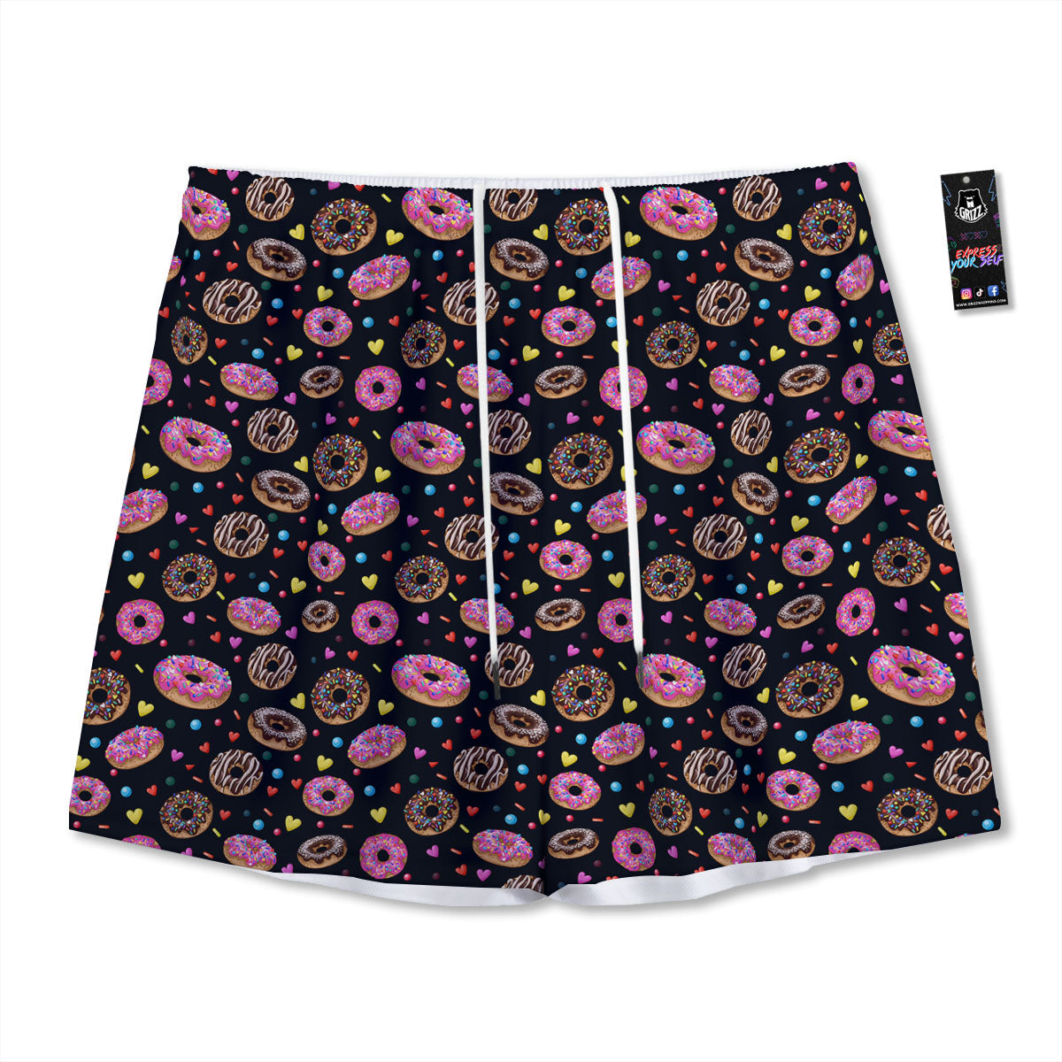 Donut Glaze Print Pattern Mesh Shorts-grizzshop