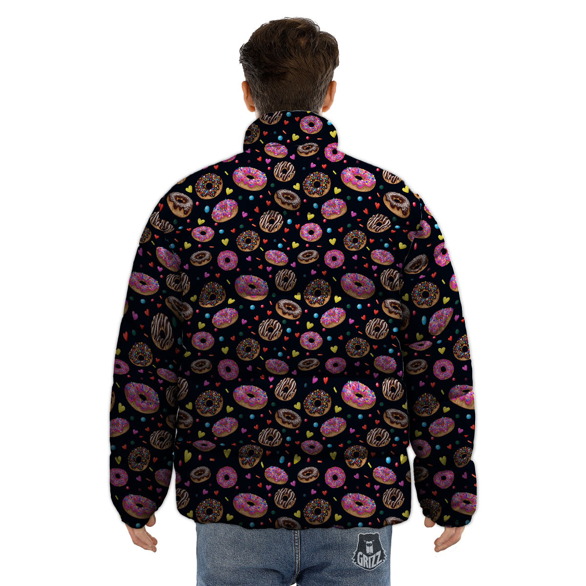 Donut Glaze Print Pattern Puffer Jacket-grizzshop