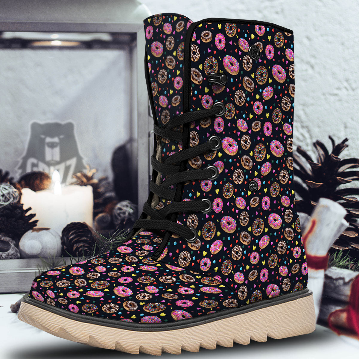 Donut Glaze Print Pattern Snow Boots-grizzshop