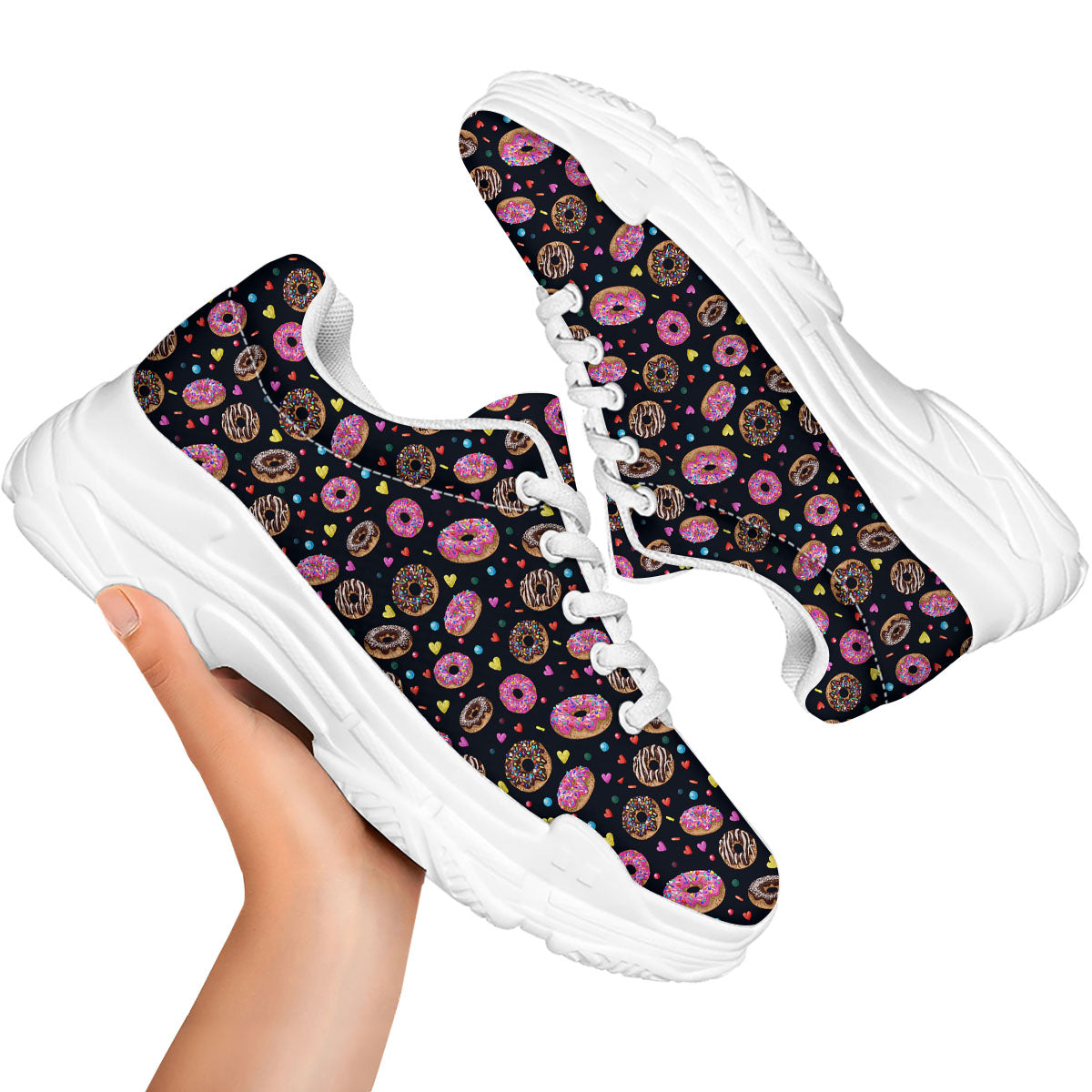 Donut Glaze Print Pattern White Chunky Shoes-grizzshop