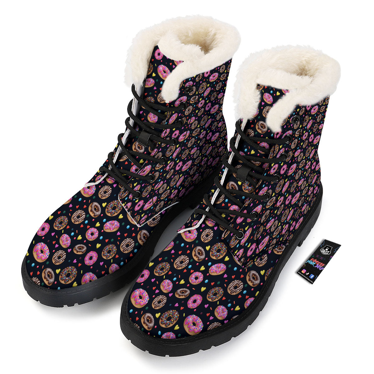 Donut Glaze Print Pattern Winter Boots-grizzshop