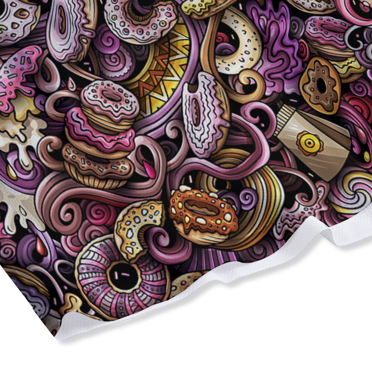 Donut Graffiti Print Pattern Mesh Shorts-grizzshop