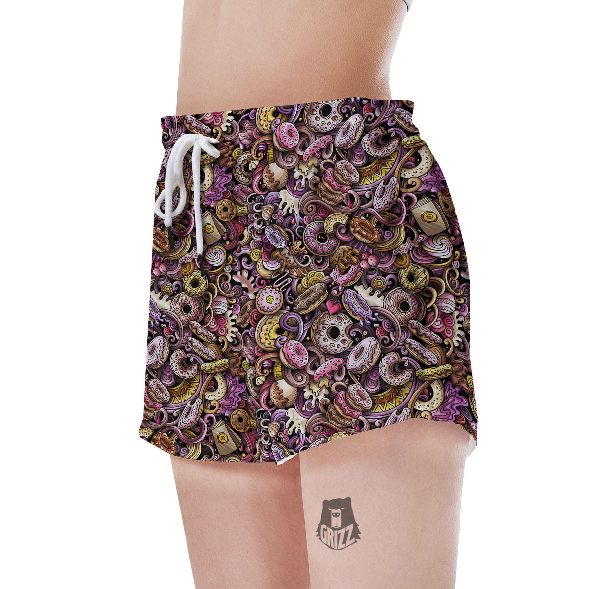 Donut Graffiti Print Pattern Women's Shorts-grizzshop