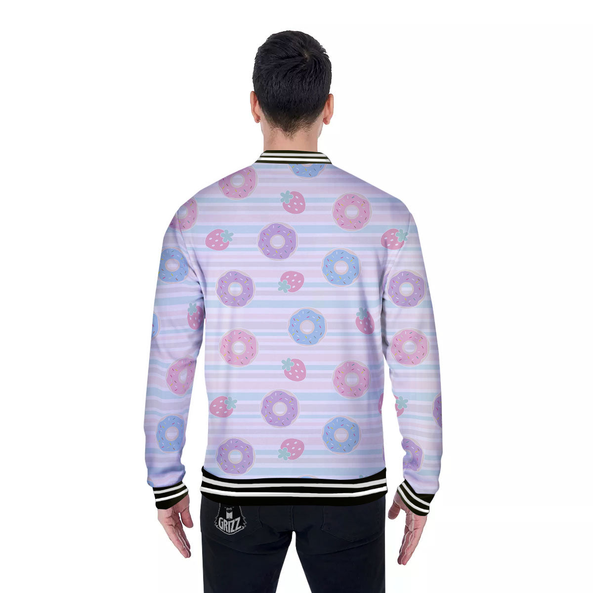 Donut Pastel Print Pattern Baseball Jacket-grizzshop