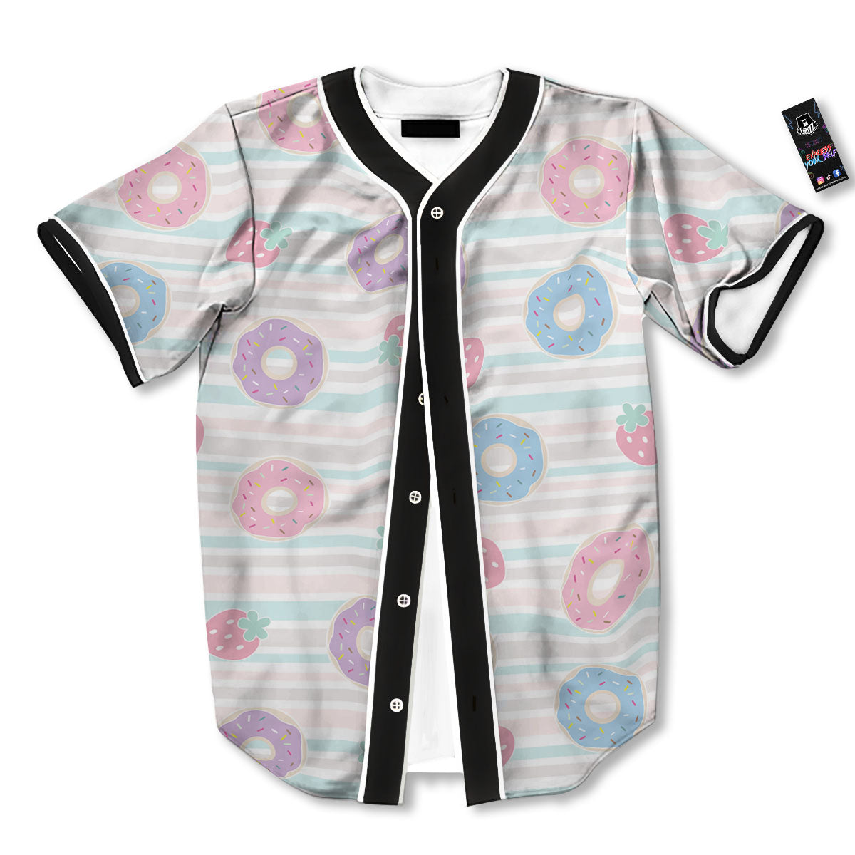 Donut Pastel Print Pattern Baseball Jersey-grizzshop
