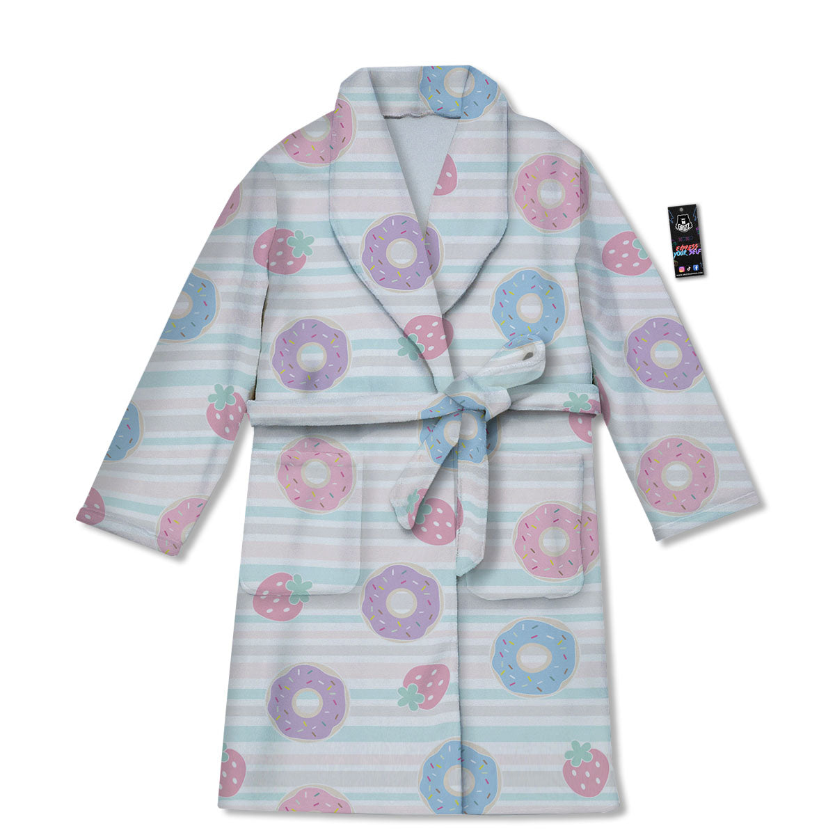 Donut Pastel Print Pattern Bathrobe-grizzshop