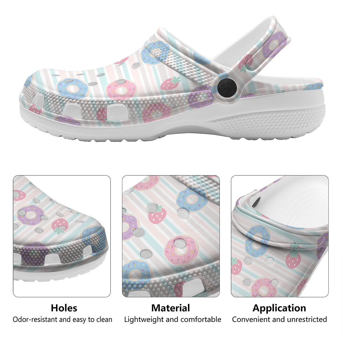 Donut Pastel Print Pattern Clog-grizzshop
