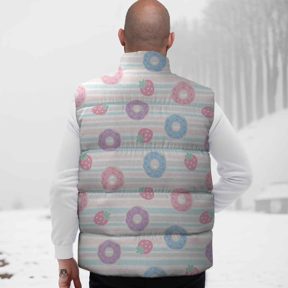 Donut Pastel Print Pattern Down Vest-grizzshop