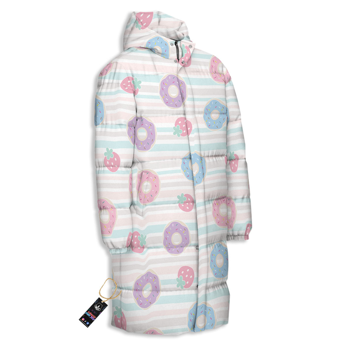 Donut Pastel Print Pattern Long Down Jacket-grizzshop