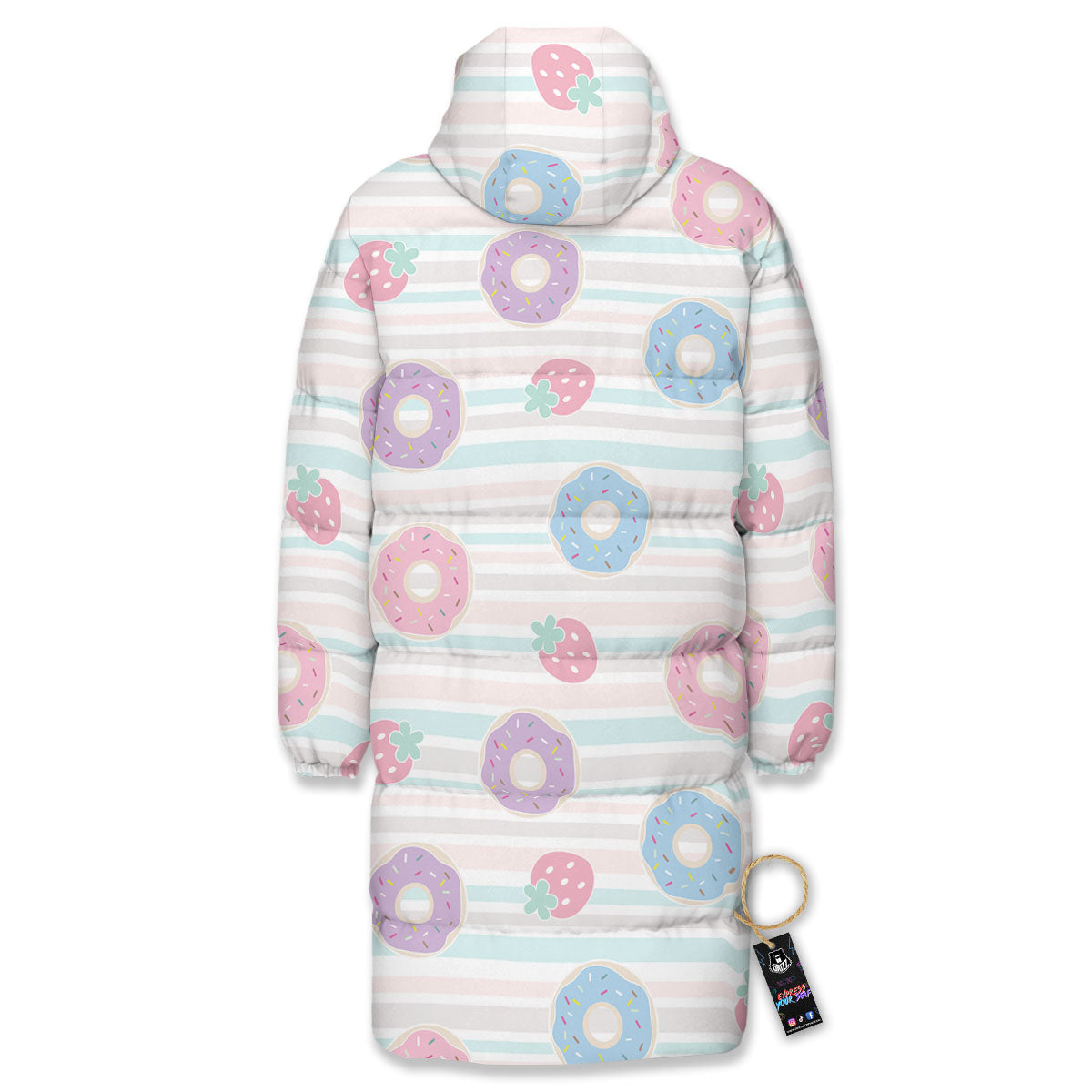Donut Pastel Print Pattern Long Down Jacket-grizzshop
