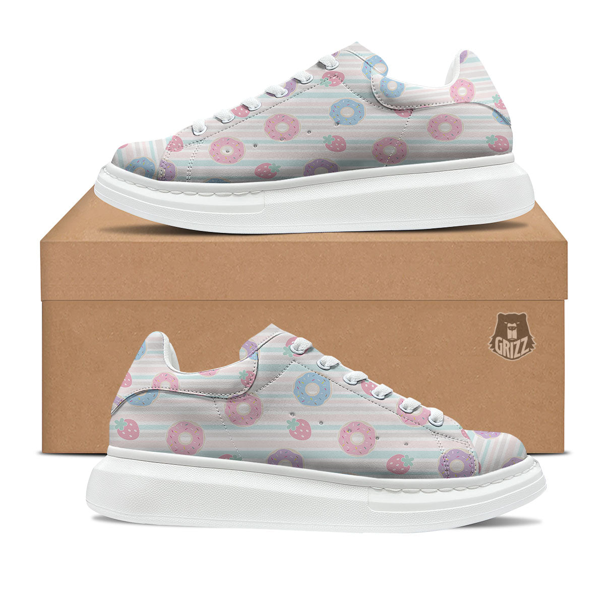 Donut Pastel Print Pattern Platform Shoes-grizzshop
