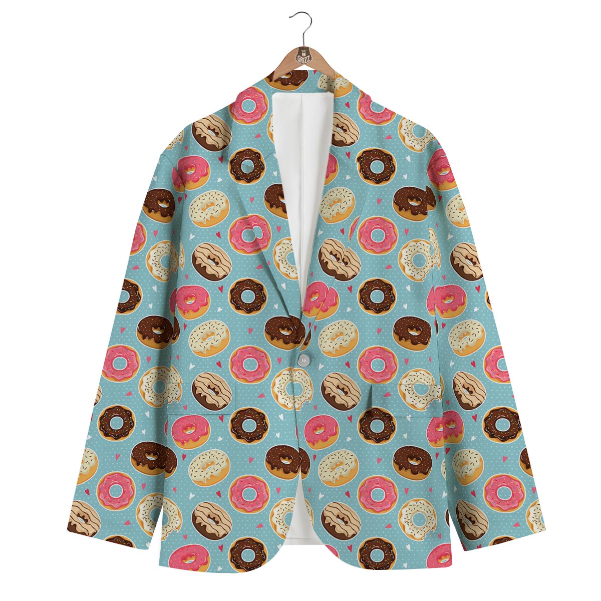 Donut Pattern Print Men's Blazer-grizzshop