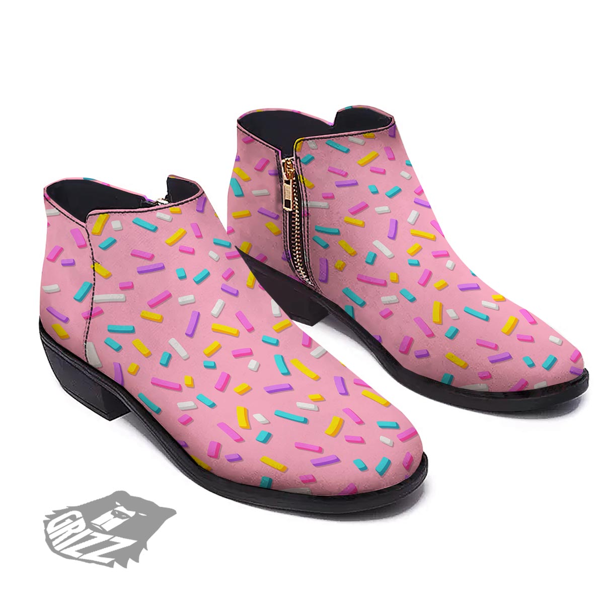 Donut Sprinkles Print Pattern Ankle Boots-grizzshop
