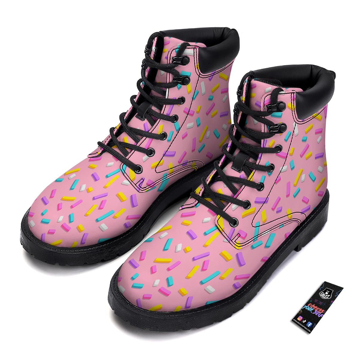 Donut Sprinkles Print Pattern Boots-grizzshop