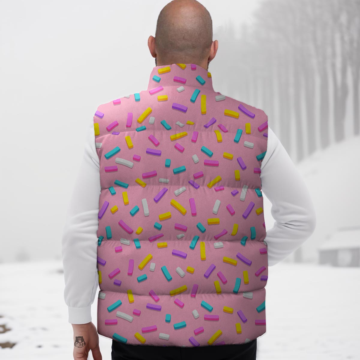 Donut Sprinkles Print Pattern Down Vest-grizzshop