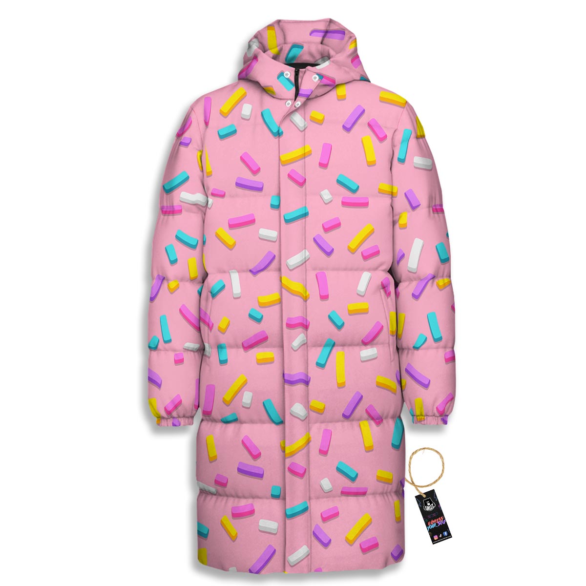 Donut Sprinkles Print Pattern Long Down Jacket-grizzshop