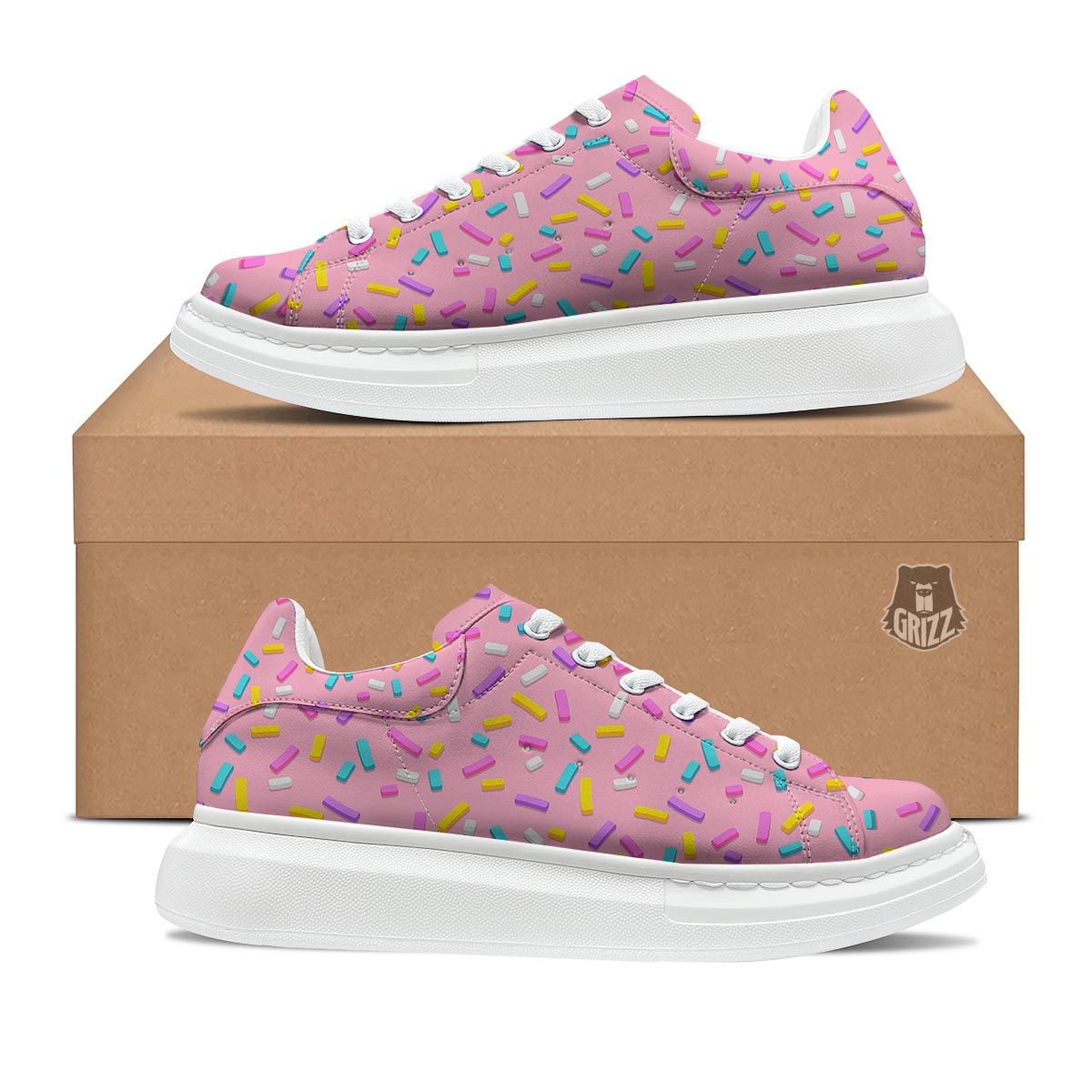 Donut Sprinkles Print Pattern Platform Shoes-grizzshop