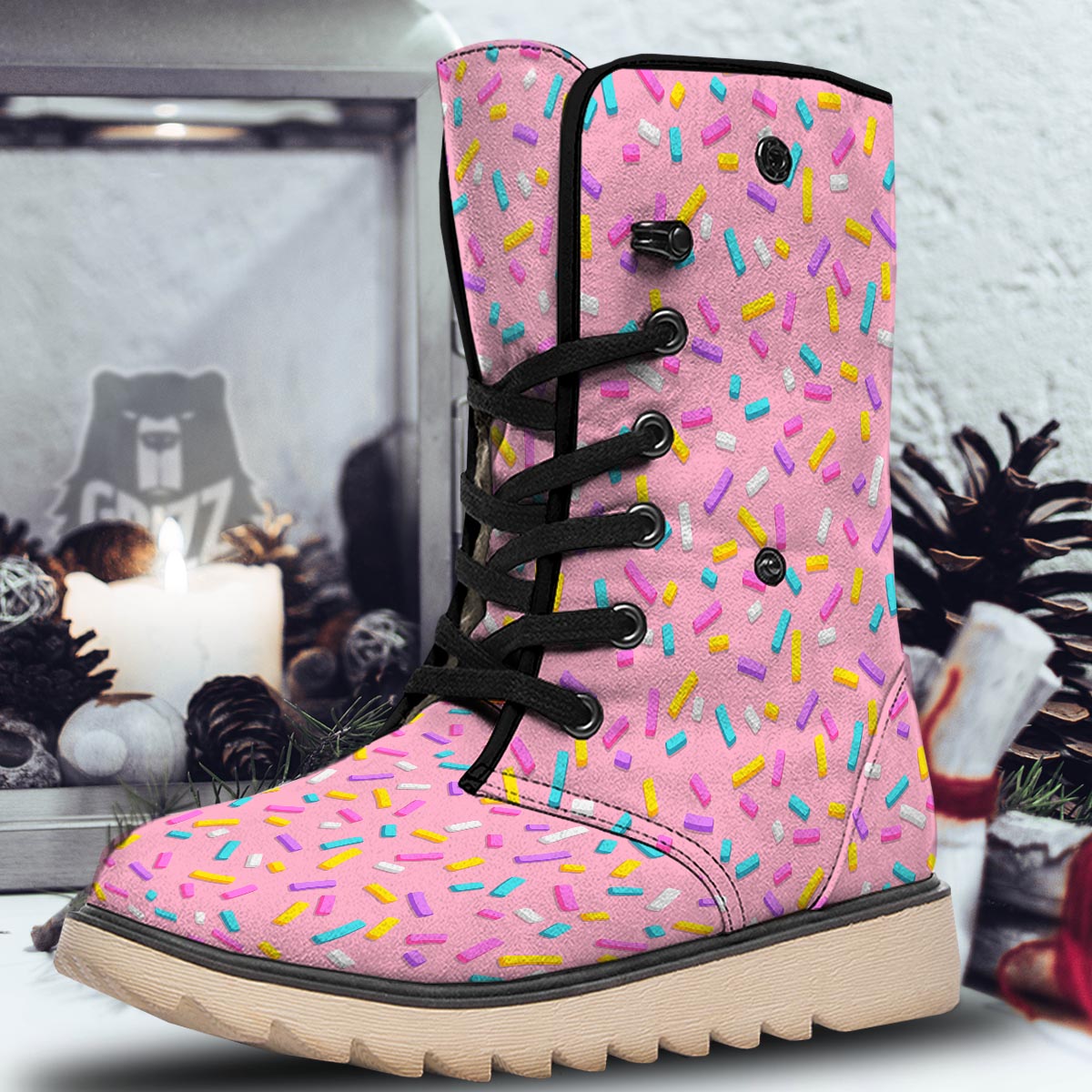 Donut Sprinkles Print Pattern Snow Boots-grizzshop