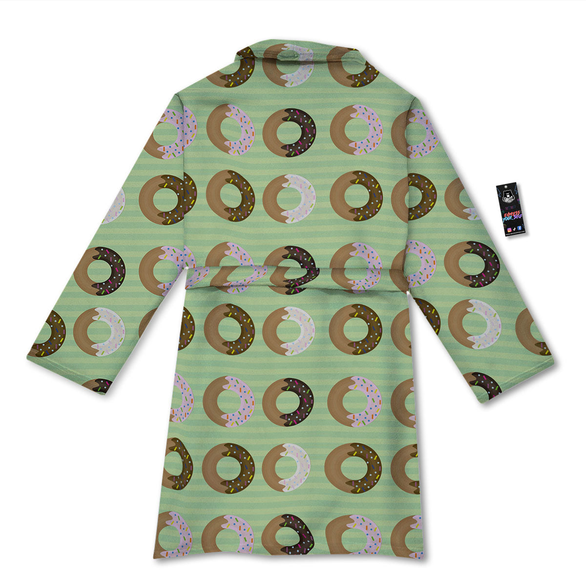 Donut Striped Green Print Pattern Bathrobe-grizzshop