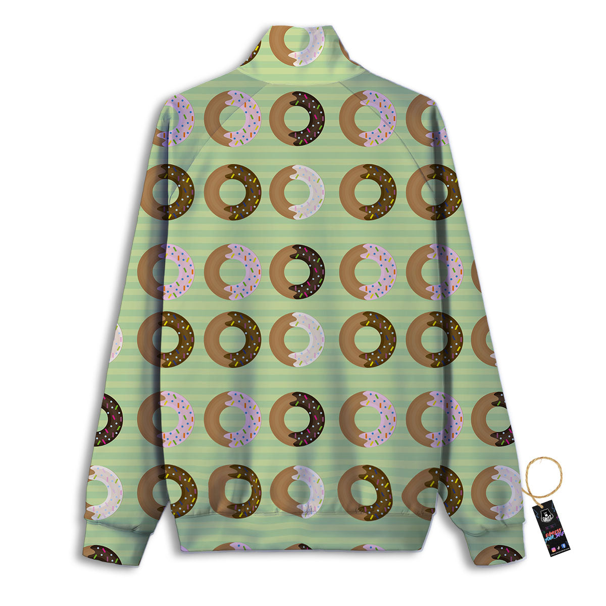 Donut Striped Green Print Pattern Track Jacket-grizzshop