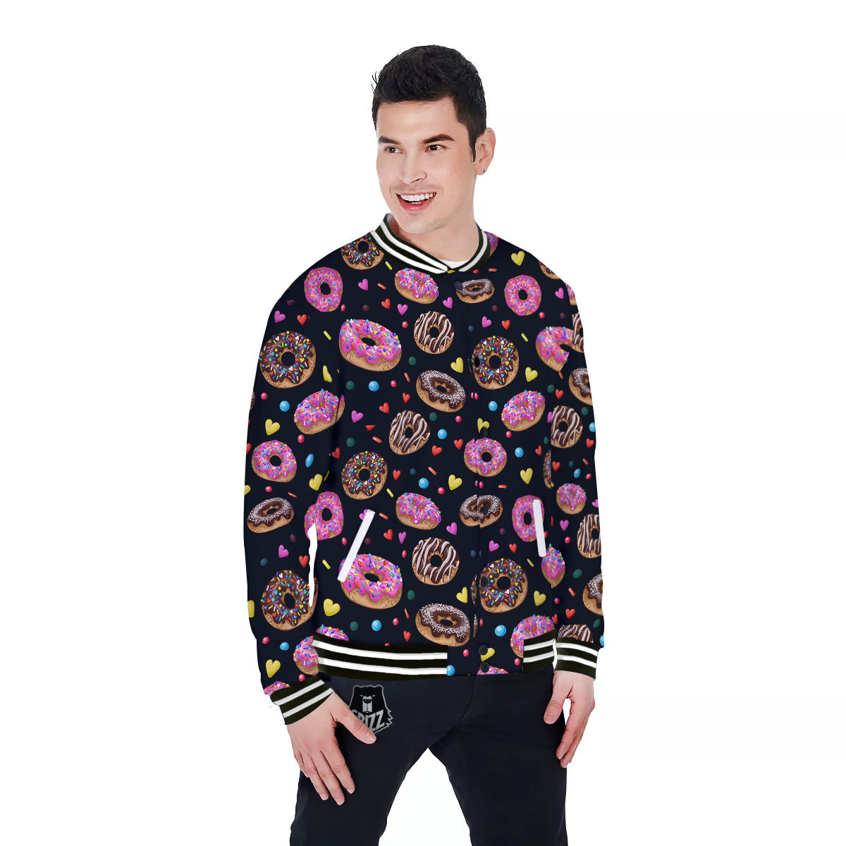 Donut Yummy Print Pattern Baseball Jacket-grizzshop