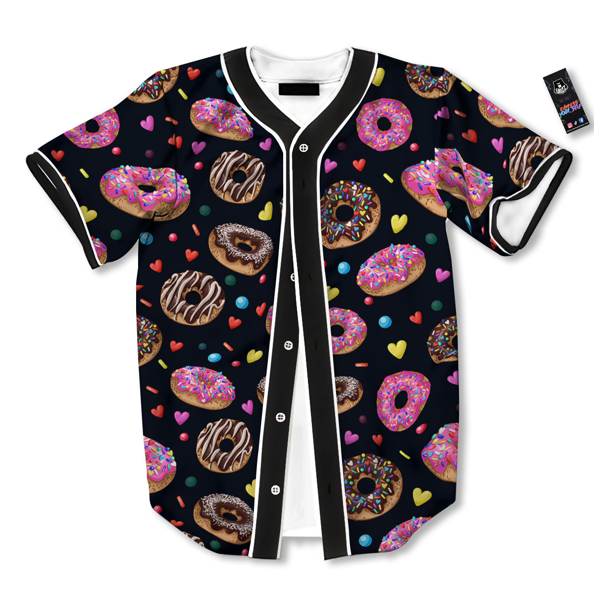 Donut Yummy Print Pattern Baseball Jersey-grizzshop