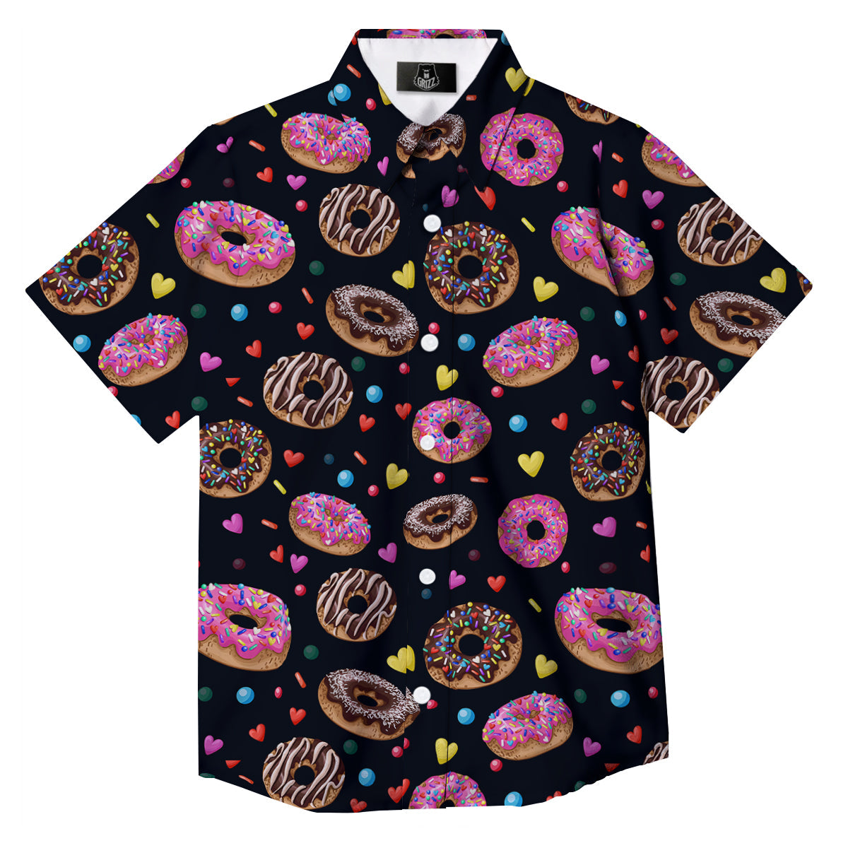 Donut Yummy Print Pattern Button Up Shirt-grizzshop