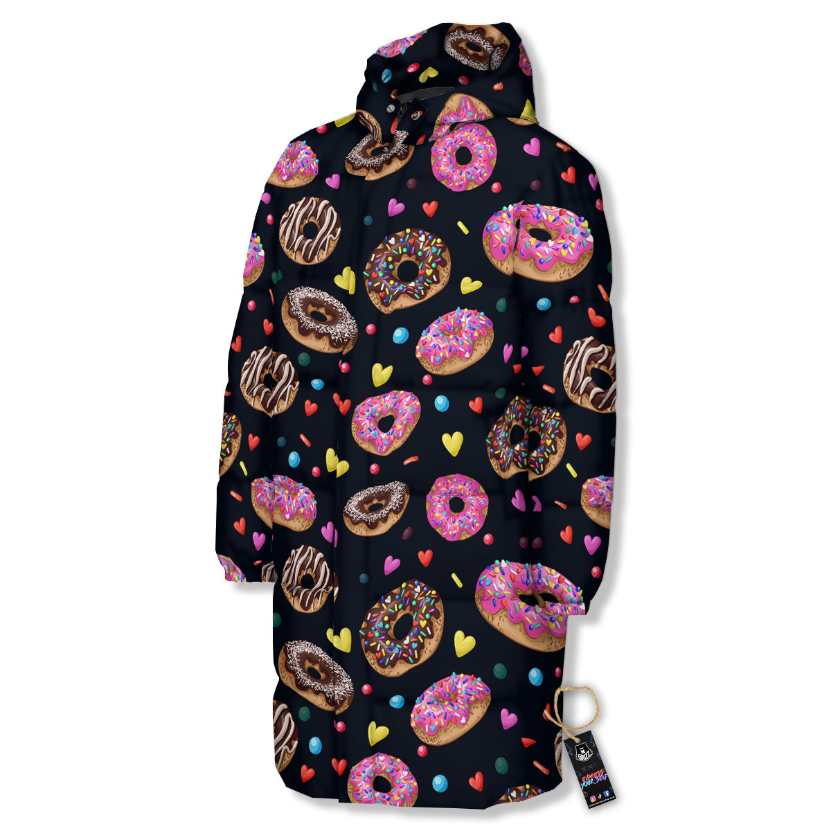 Donut Yummy Print Pattern Long Down Jacket-grizzshop