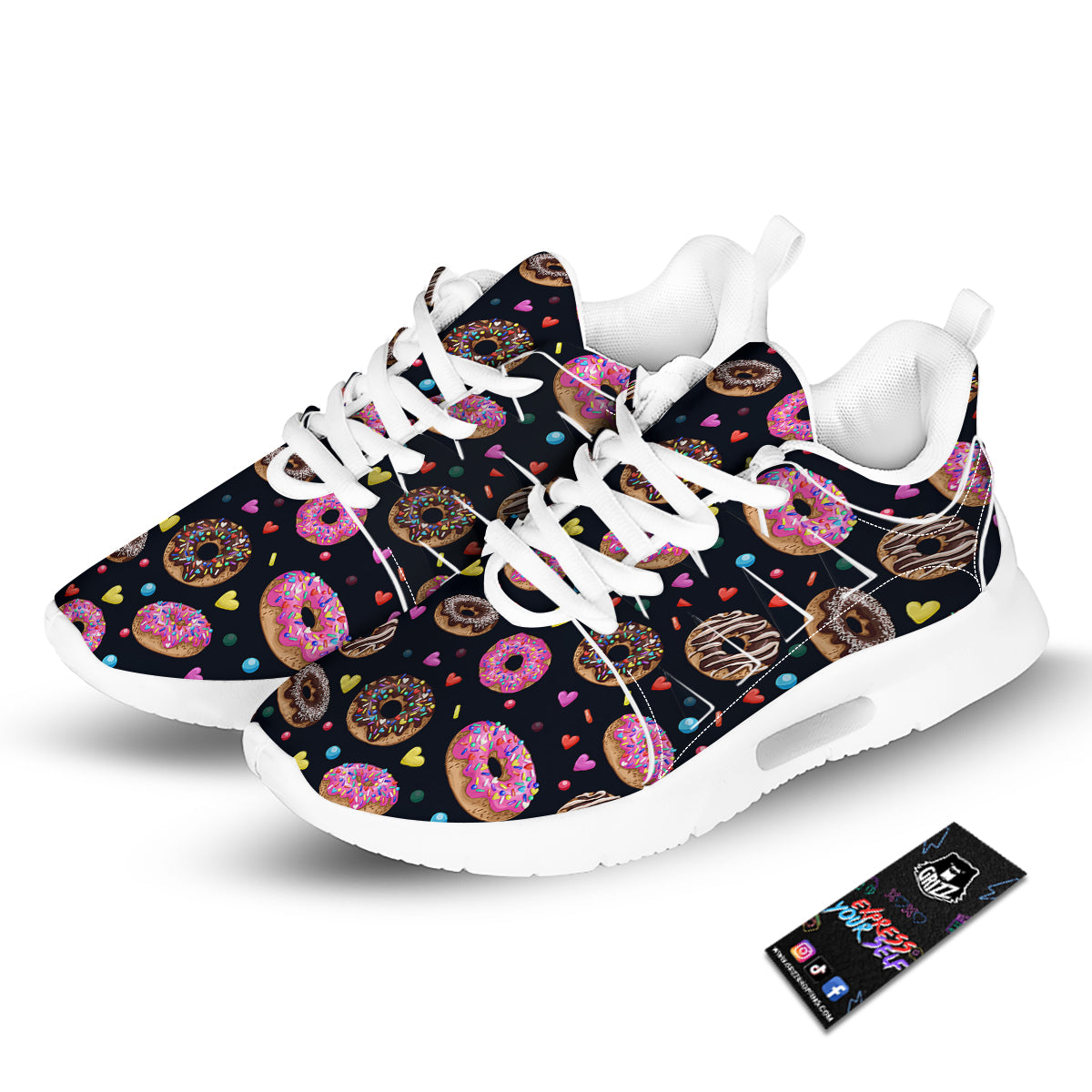 Donut Yummy Print Pattern Tennis Shoes-grizzshop