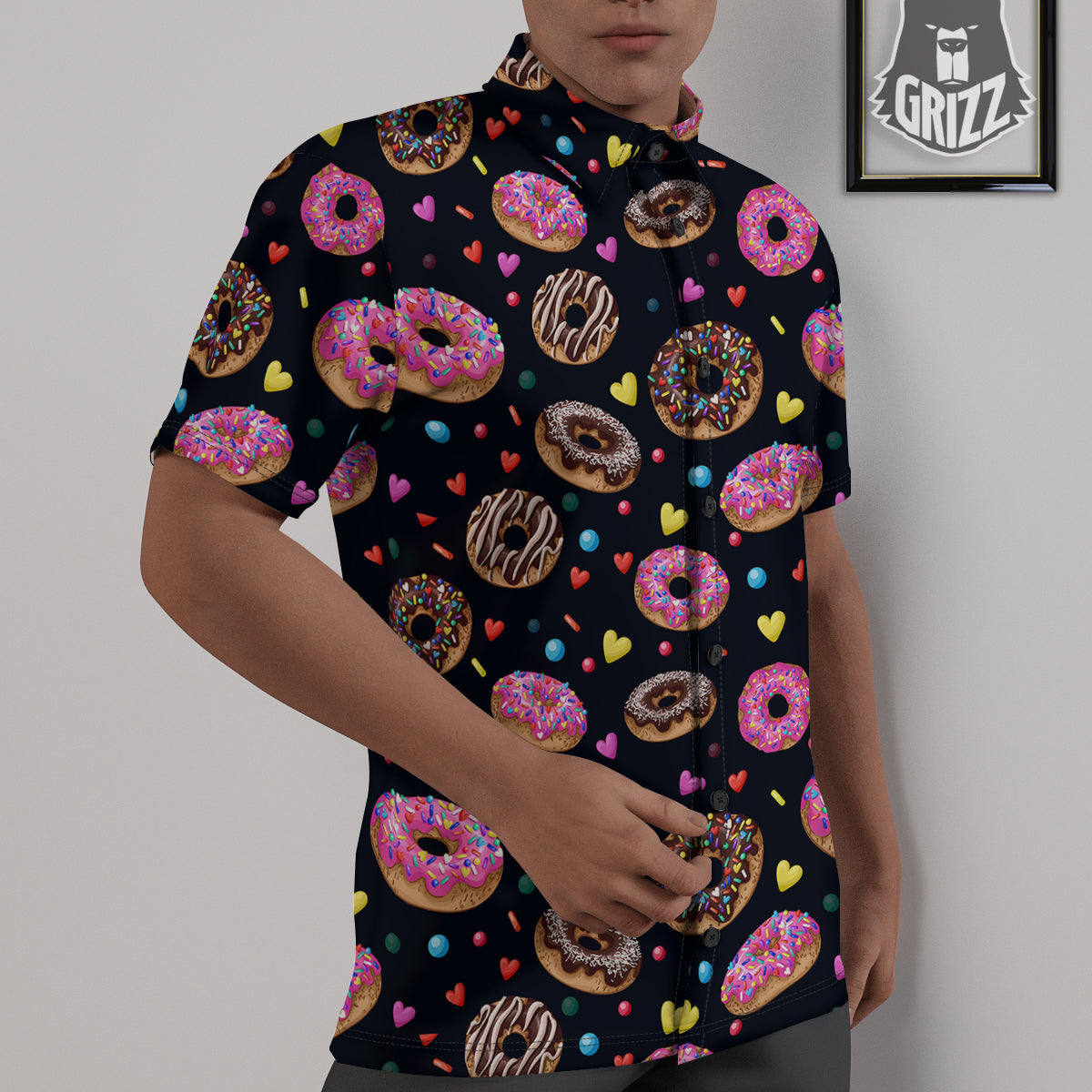 Donut Yummy Print Pattern Untucked Shirts-grizzshop