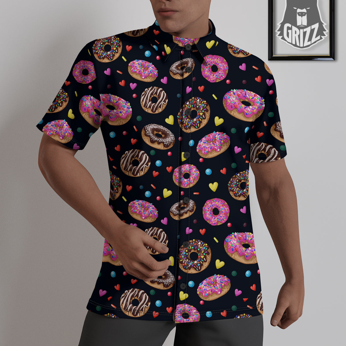 Donut Yummy Print Pattern Untucked Shirts-grizzshop
