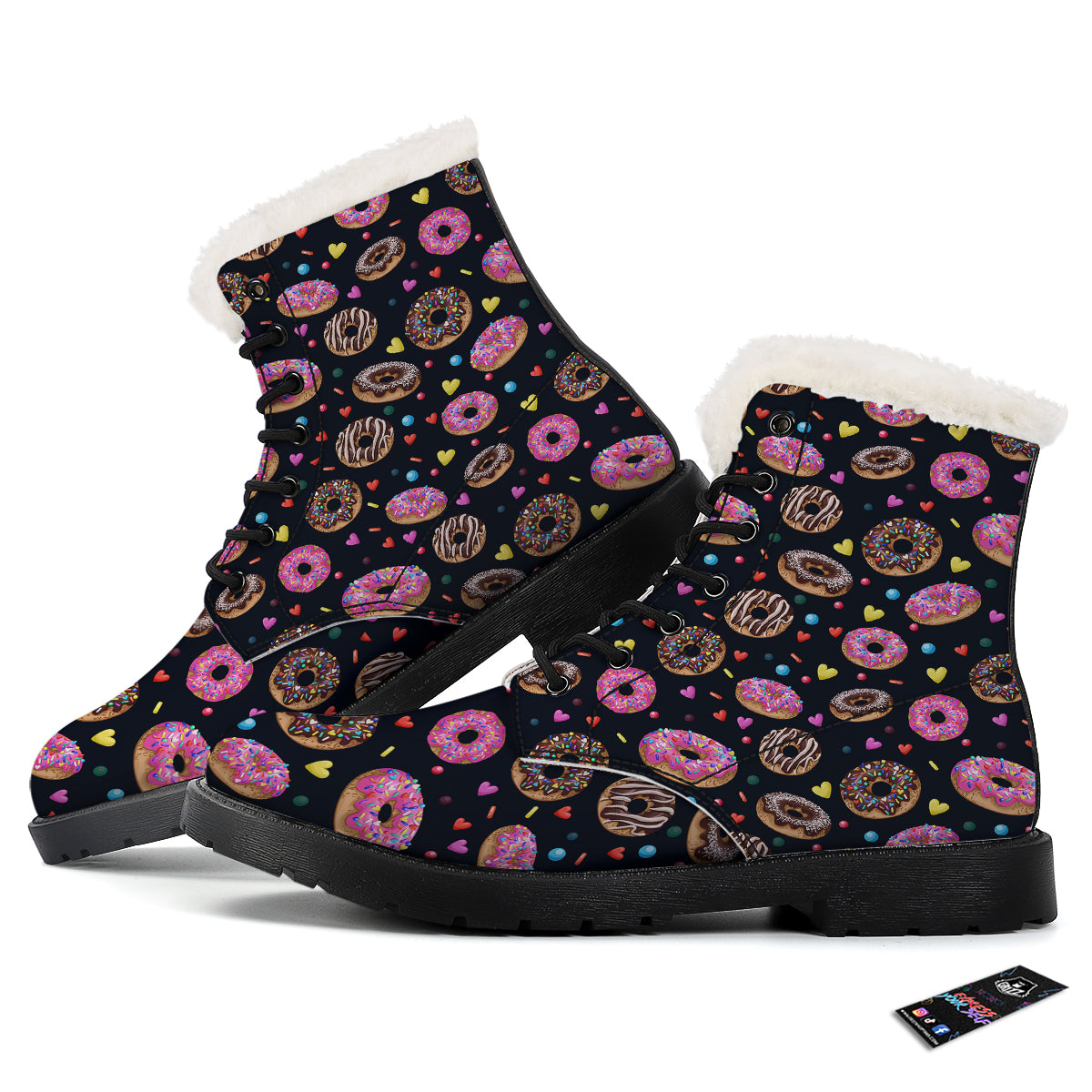 Donut Yummy Print Pattern Winter Boots-grizzshop