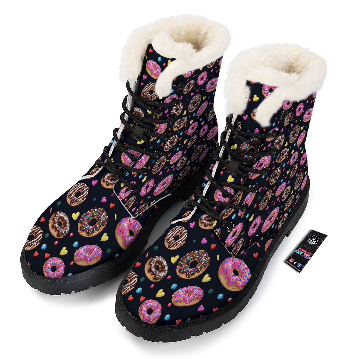 Donut Yummy Print Pattern Winter Boots-grizzshop