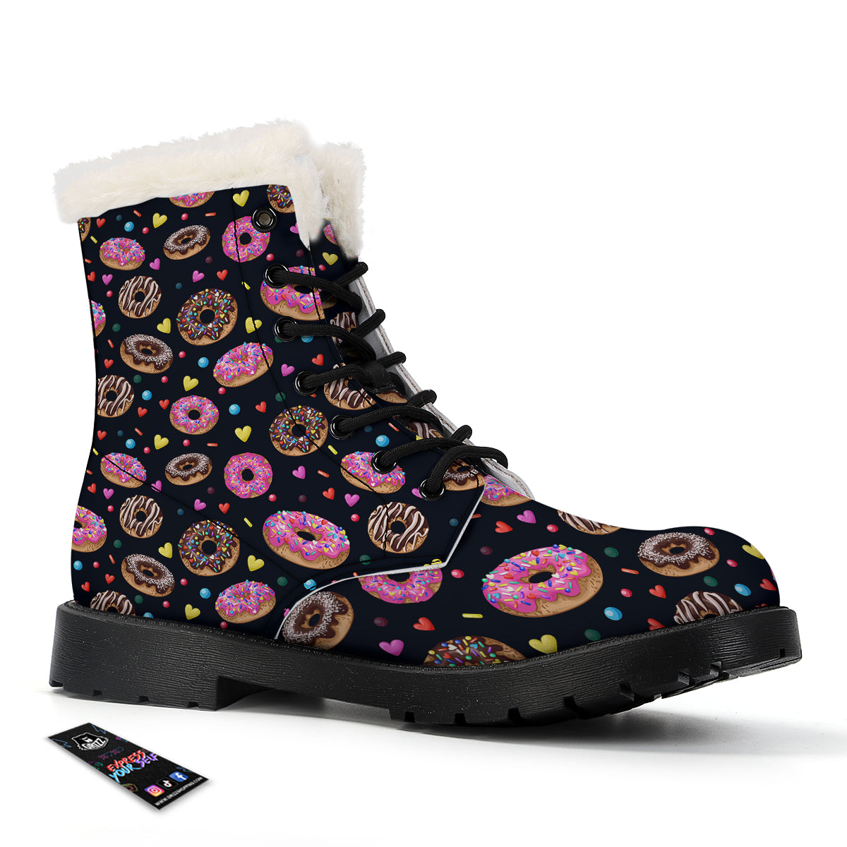 Donut Yummy Print Pattern Winter Boots-grizzshop