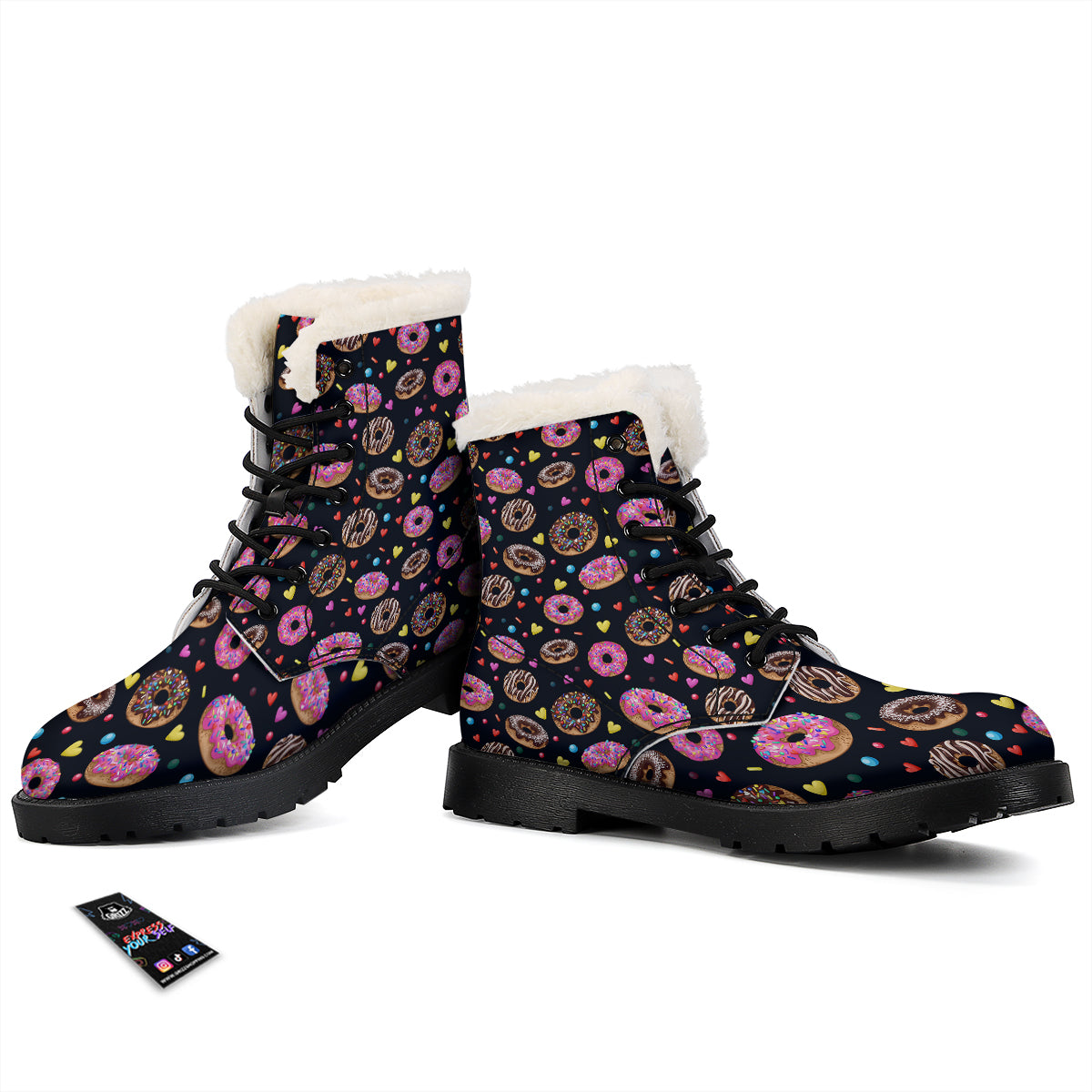 Donut Yummy Print Pattern Winter Boots-grizzshop