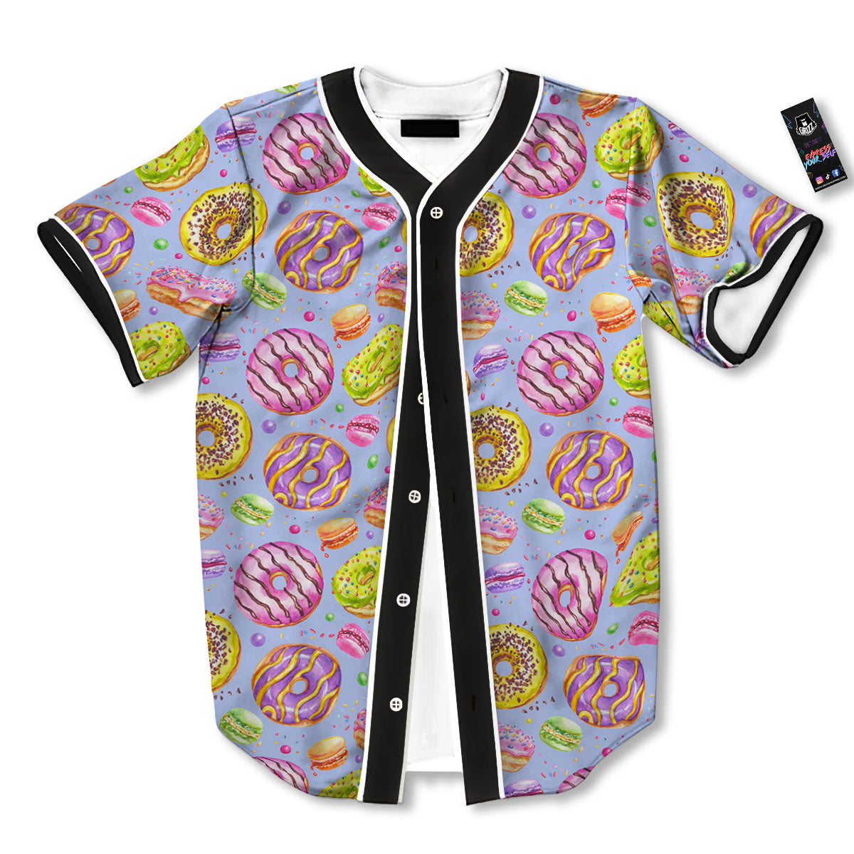 Donuts Print Pattern Baseball Jersey-grizzshop