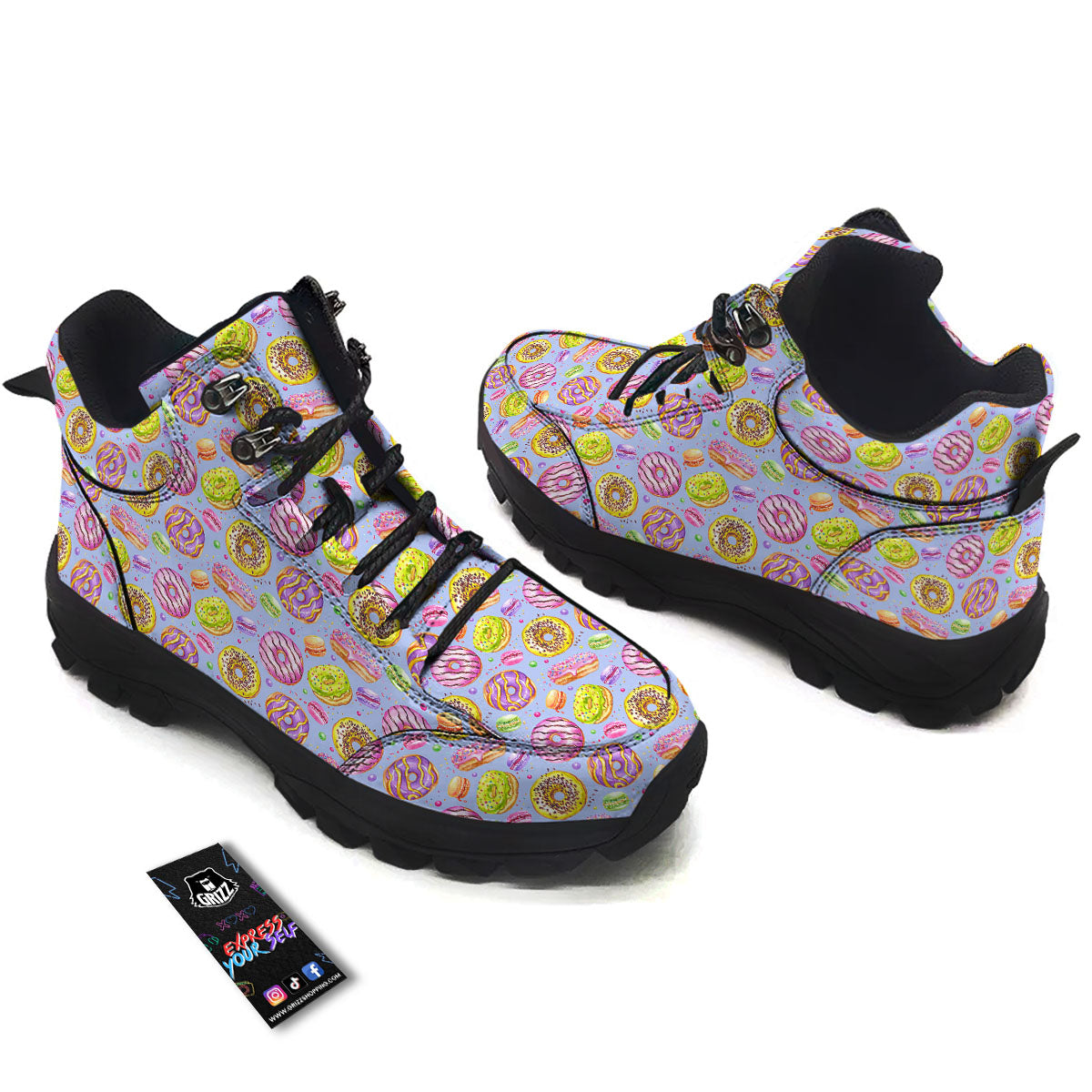 Donuts Print Pattern Hiking Shoes-grizzshop